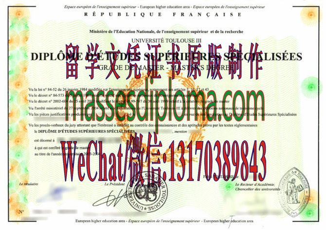 原版图卢兹第三大学文凭 原版图卢兹第三大学文凭
